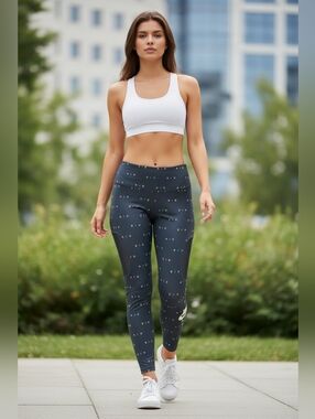 Nike Air Womens 7/8 Logo Prints Running Leggings DJ0899-010 Black- Size S